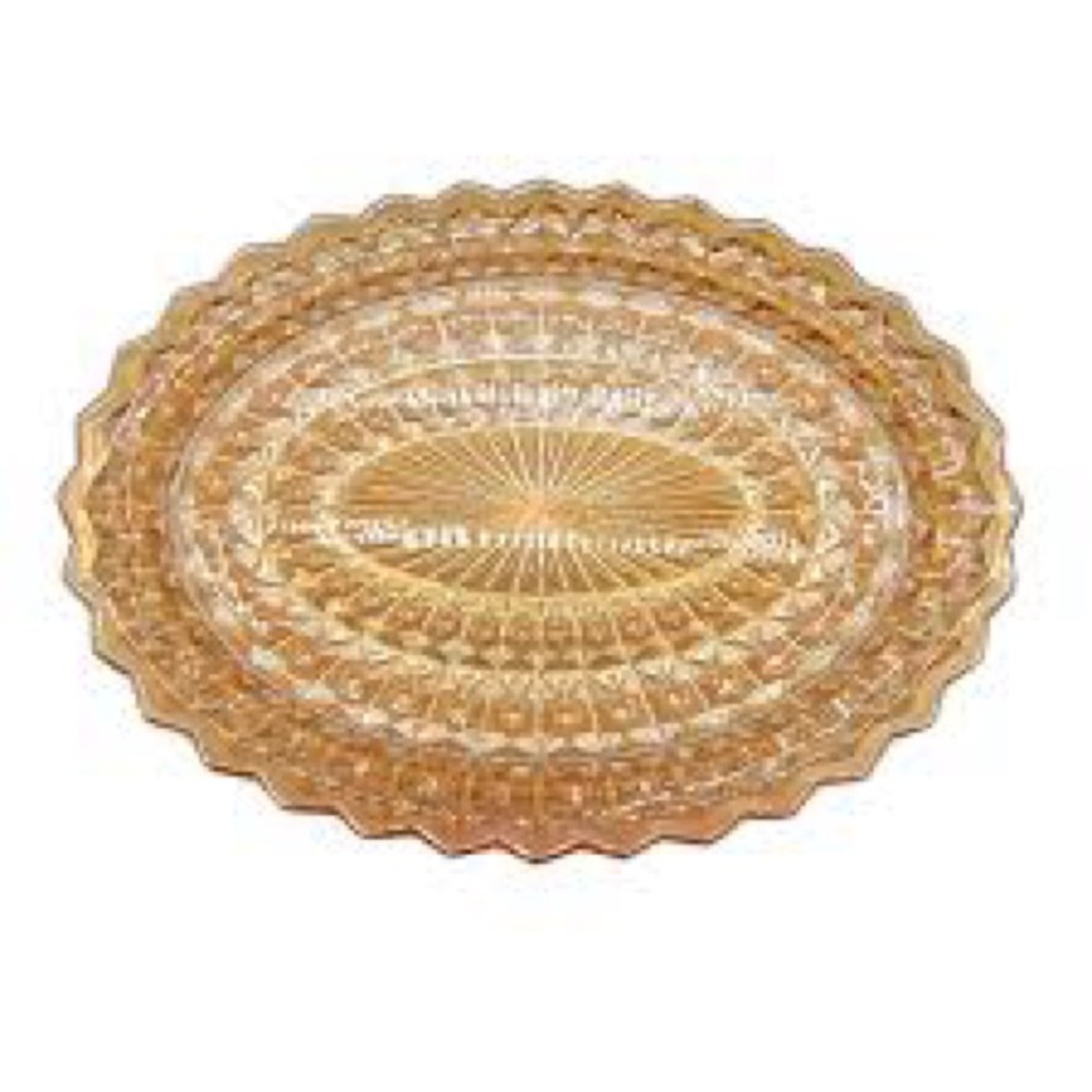 Vintage Buttons & Bows Marigold Depression Glass Oval Platter